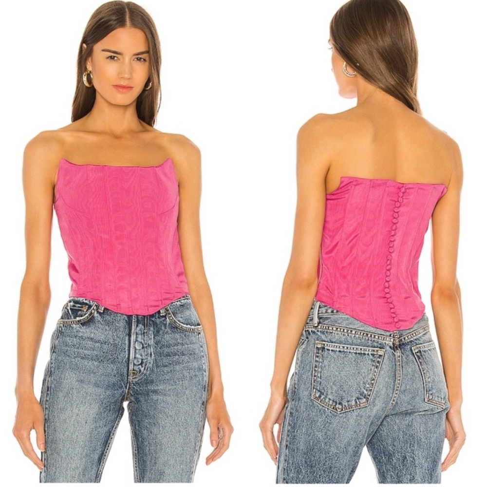 REVOLVE x LPA Maddalena Pink Strapless Bustier Corset Top